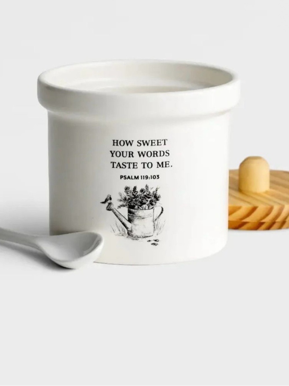 DaySpring - White Ceramic Condiment Jar with Psalm 119:103 Verse